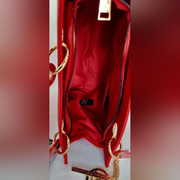 Bangley Mischka  Crossbody Handbag/Tote Rich Red W/ Gold Accents ~NWT - Picture 10 of 13